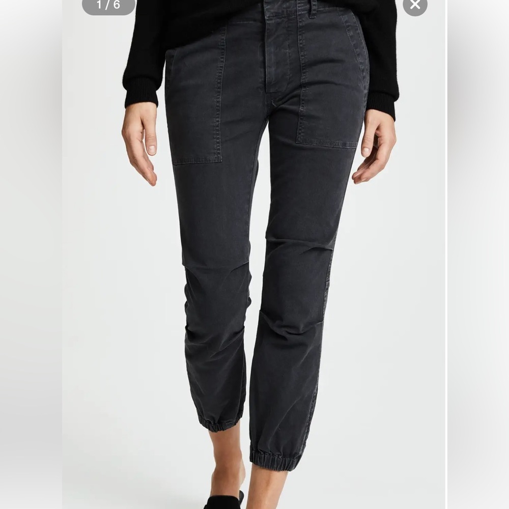 Nili Lotan Cropped French Military Pants Zip Jogger Ankle BLACK 2